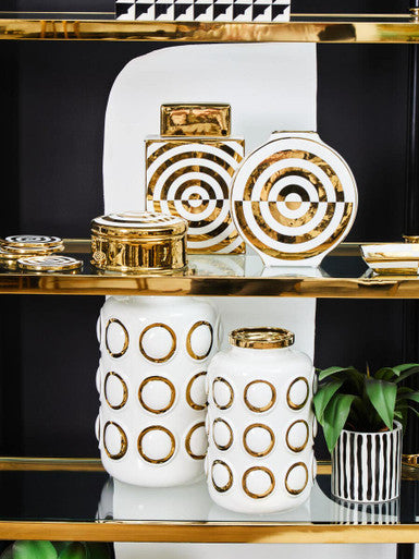 Orsina Curva Round Gold and White Trinket Box – Glazed Jewelry Storage