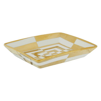 Orsina Curva Ceramic Gold and White Decorative Tray - Modern Dish
