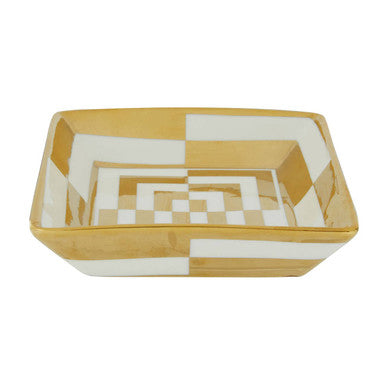 Orsina Curva Ceramic Gold and White Decorative Tray - Modern Dish