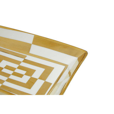 Orsina Curva Ceramic Gold and White Decorative Tray - Modern Dish