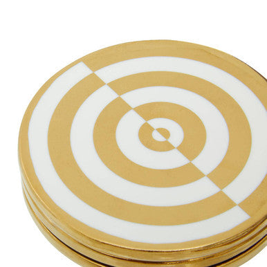 Orsina Curva Gold and White Coasters – Set of 4 Deco Bullseye Coasters