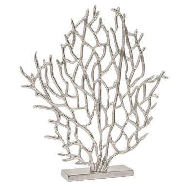Orsina Prato Small Silver Nickel Coral Sculpture – Coastal Decor
