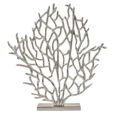Orsina Prato Small Silver Nickel Coral Sculpture – Coastal Decor