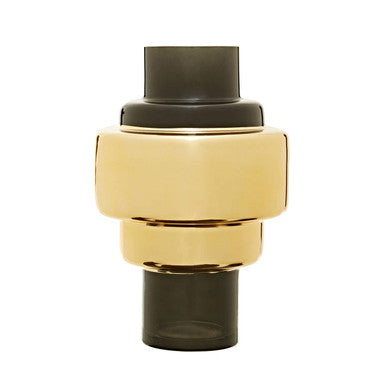 Orsina Cayden Small Smoked Black and Gold Cylindrical Decorative Vase