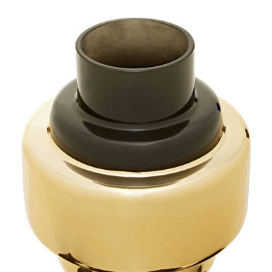Orsina Cayden Small Smoked Black and Gold Cylindrical Decorative Vase