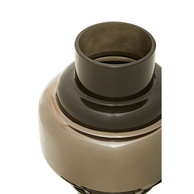 Orsina Cayden Small Smoked Black and Silver Glass Cylinder Vase