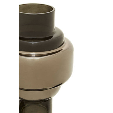Orsina Cayden Small Smoked Black and Silver Glass Cylinder Vase
