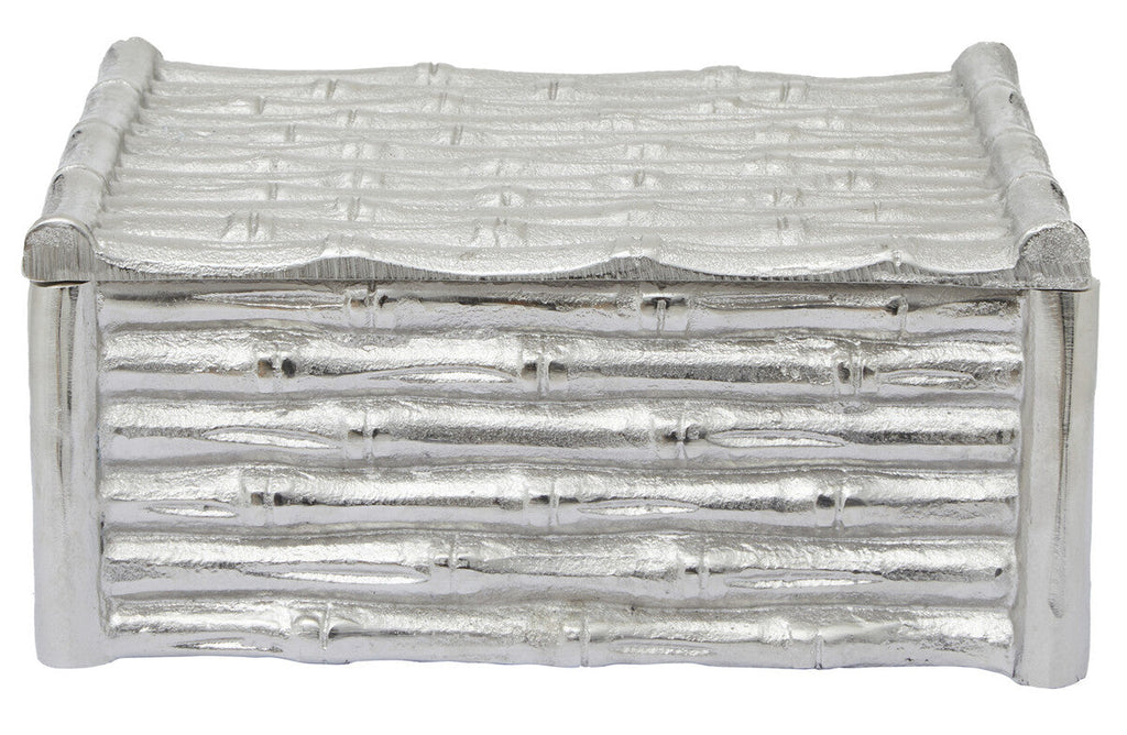 Orsina Hiba Large Silver Bamboo Effect Trinket Box | Decorative Storage