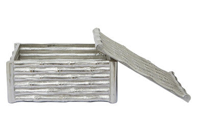 Orsina Hiba Large Silver Bamboo Effect Trinket Box | Decorative Storage