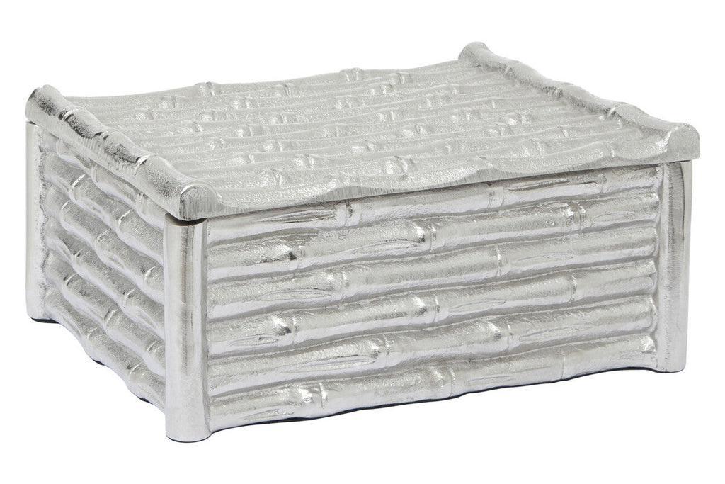 Orsina Hiba Large Silver Bamboo Effect Trinket Box | Decorative Storage