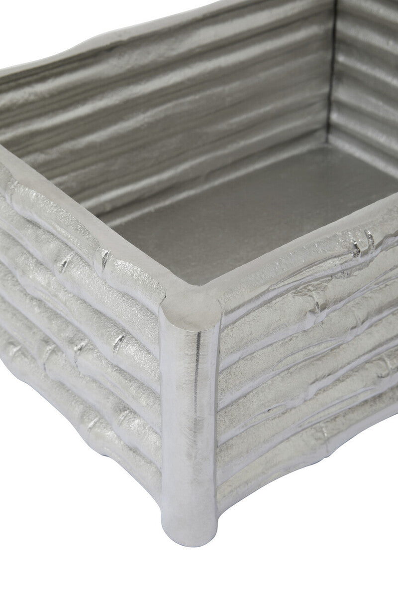 Orsina Hiba Large Silver Bamboo Effect Trinket Box | Decorative Storage