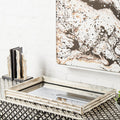 Orsina Hiba Mirrored Tray – Silver Finish Bamboo Effect Decor