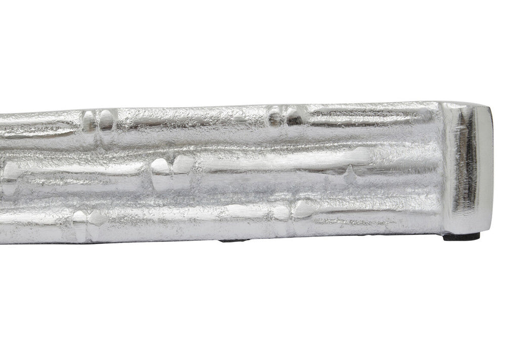 Orsina Hiba Mirrored Tray – Silver Finish Bamboo Effect Decor