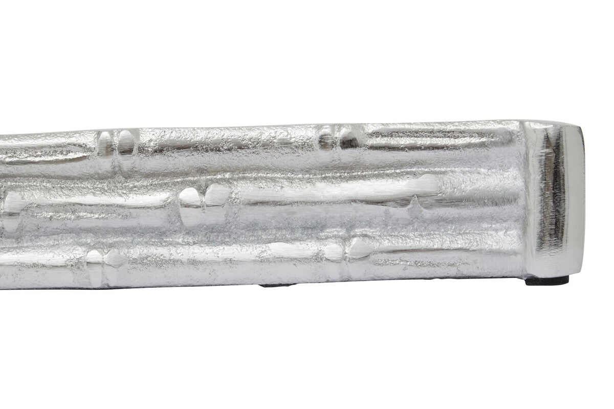 Orsina Hiba Mirrored Tray – Silver Finish Bamboo Effect Decor