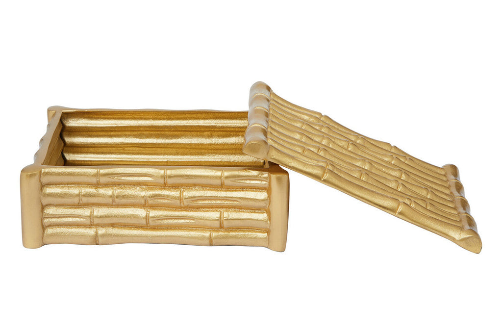 Orsina Hiba Small Gold Bamboo Effect Trinket Box | Jewelry Storage
