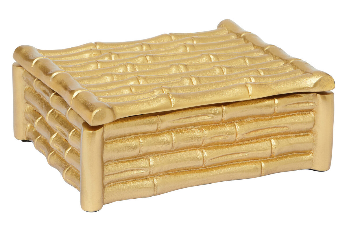 Orsina Hiba Small Gold Bamboo Effect Trinket Box | Jewelry Storage