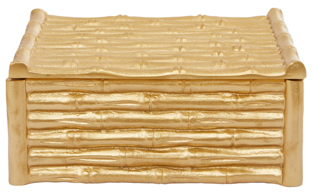 Orsina Hiba Large Gold Bamboo Effect Trinket Box | Jewelry Storage