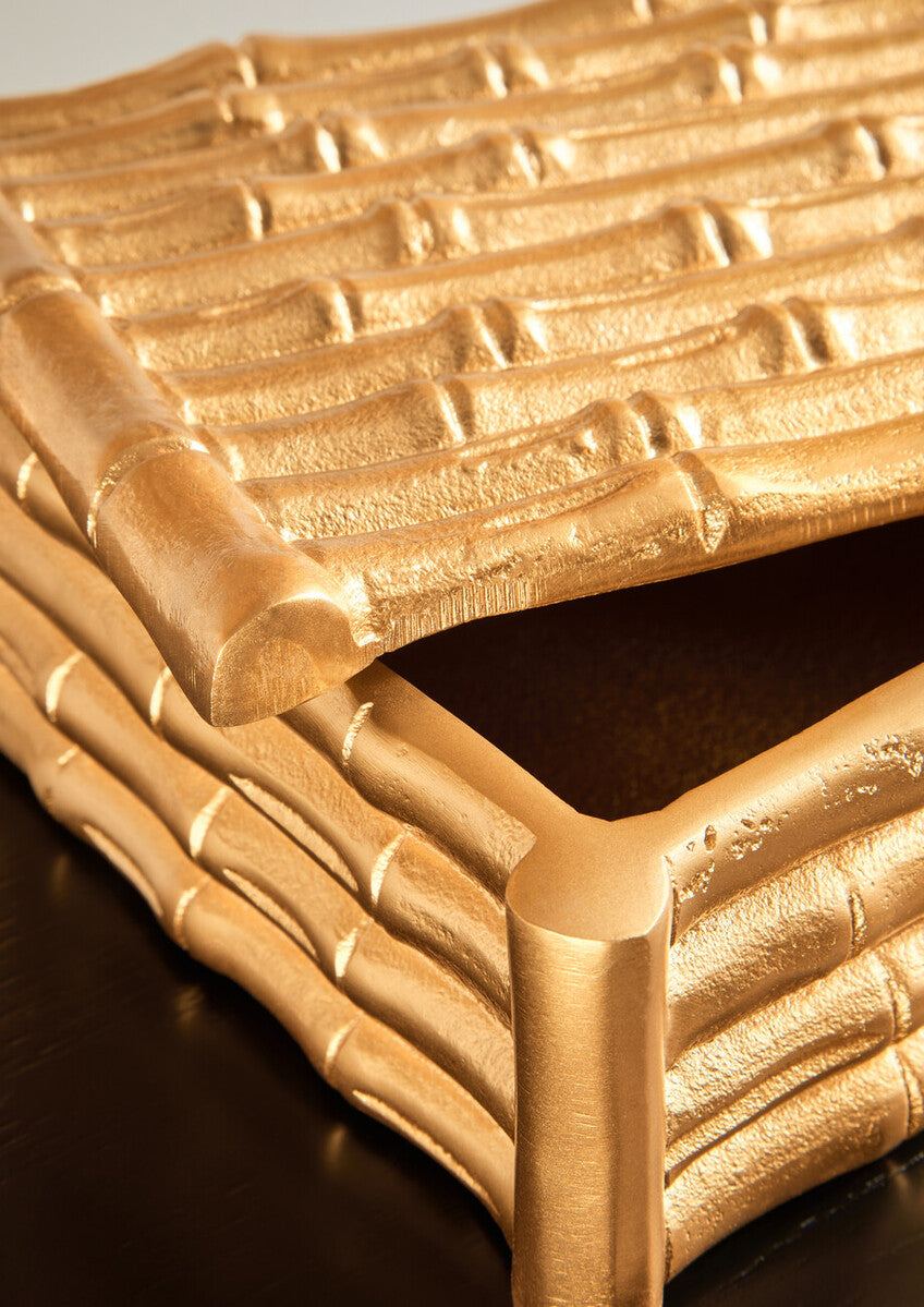 Orsina Hiba Large Gold Bamboo Effect Trinket Box | Jewelry Storage