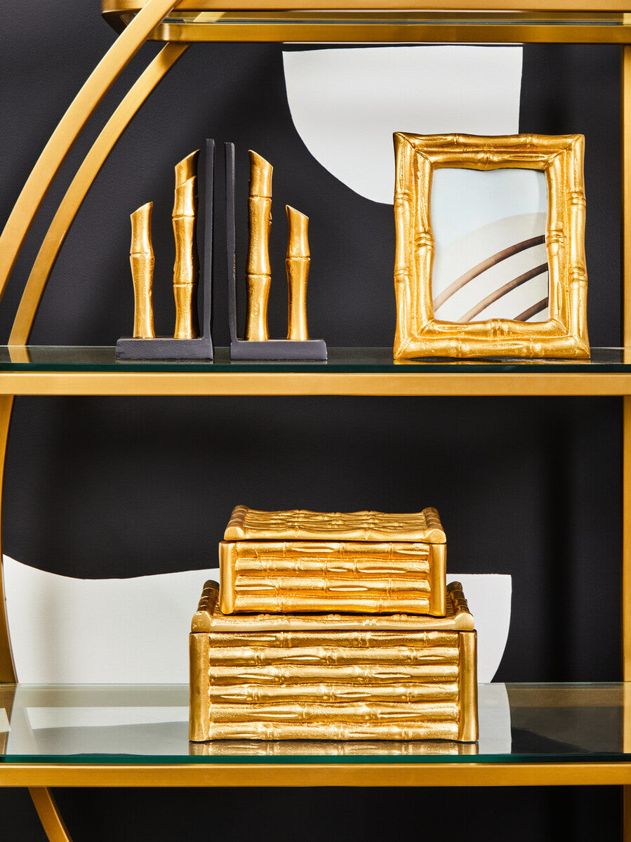 Orsina Hiba Large Gold Bamboo Effect Trinket Box | Jewelry Storage