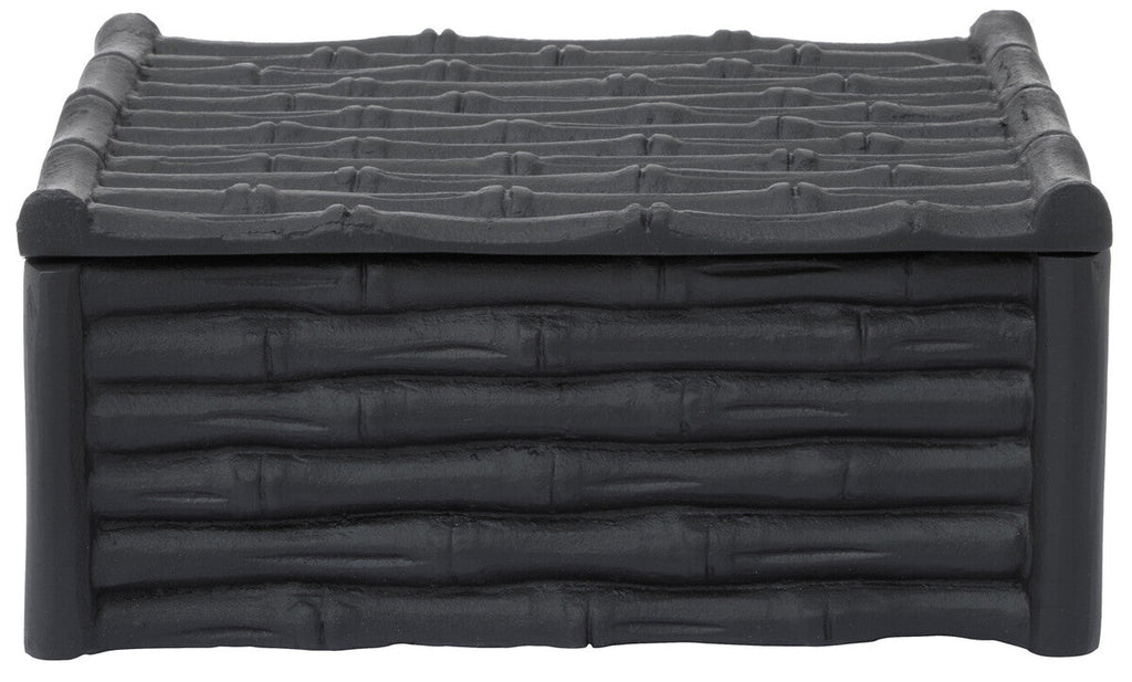 Orsina Hiba Large Black Bamboo Effect Trinket Box – Matte Finish