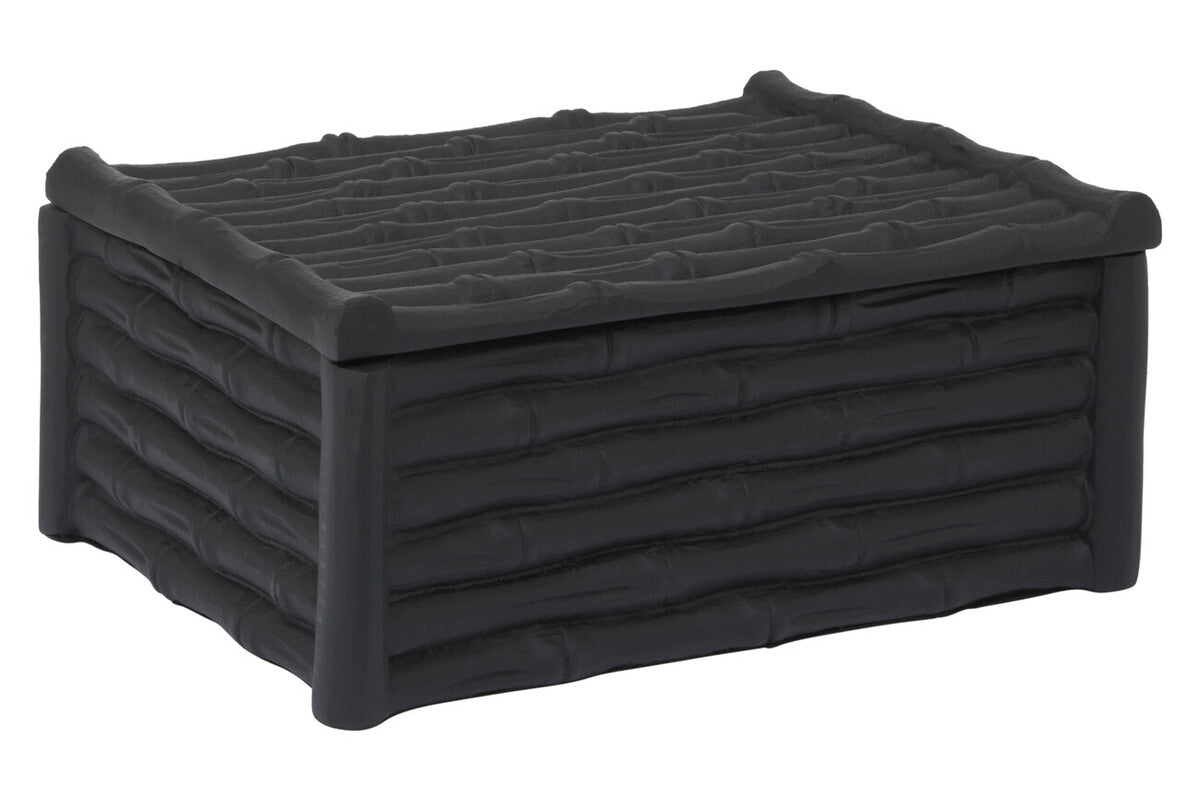 Orsina Hiba Large Black Bamboo Effect Trinket Box – Matte Finish