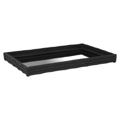 Orsina Hiba Mirrored Tray – Black Bamboo Effect Aluminium Decor