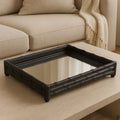 Orsina Hiba Mirrored Tray – Black Bamboo Effect Aluminium Decor