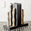 Orsina Hiba Silver Bamboo Effect Metal Bookends - Set of 2