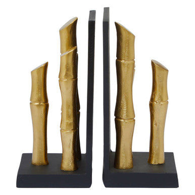 Orsina Gold Bamboo Effect Bookends | Set of 2 Modern Shelf Organizers