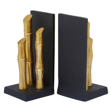 Orsina Gold Bamboo Effect Bookends | Set of 2 Modern Shelf Organizers
