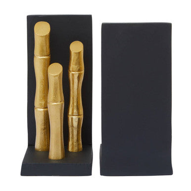 Orsina Gold Bamboo Effect Bookends | Set of 2 Modern Shelf Organizers