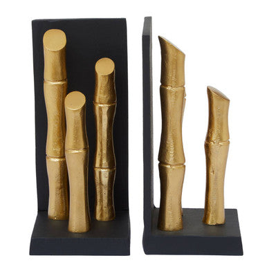 Orsina Gold Bamboo Effect Bookends | Set of 2 Modern Shelf Organizers