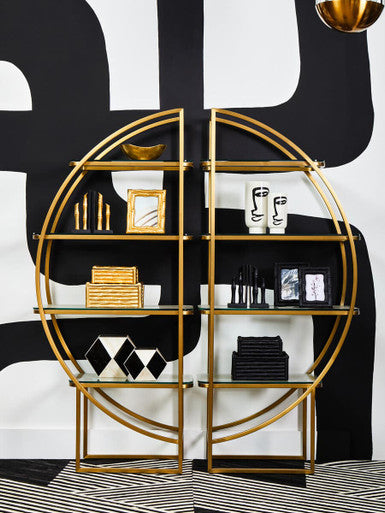 Orsina Gold Bamboo Effect Bookends | Set of 2 Modern Shelf Organizers