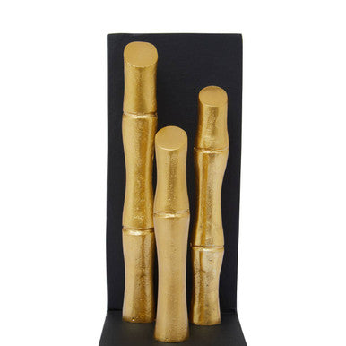 Orsina Gold Bamboo Effect Bookends | Set of 2 Modern Shelf Organizers