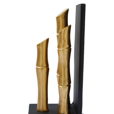 Orsina Gold Bamboo Effect Bookends | Set of 2 Modern Shelf Organizers