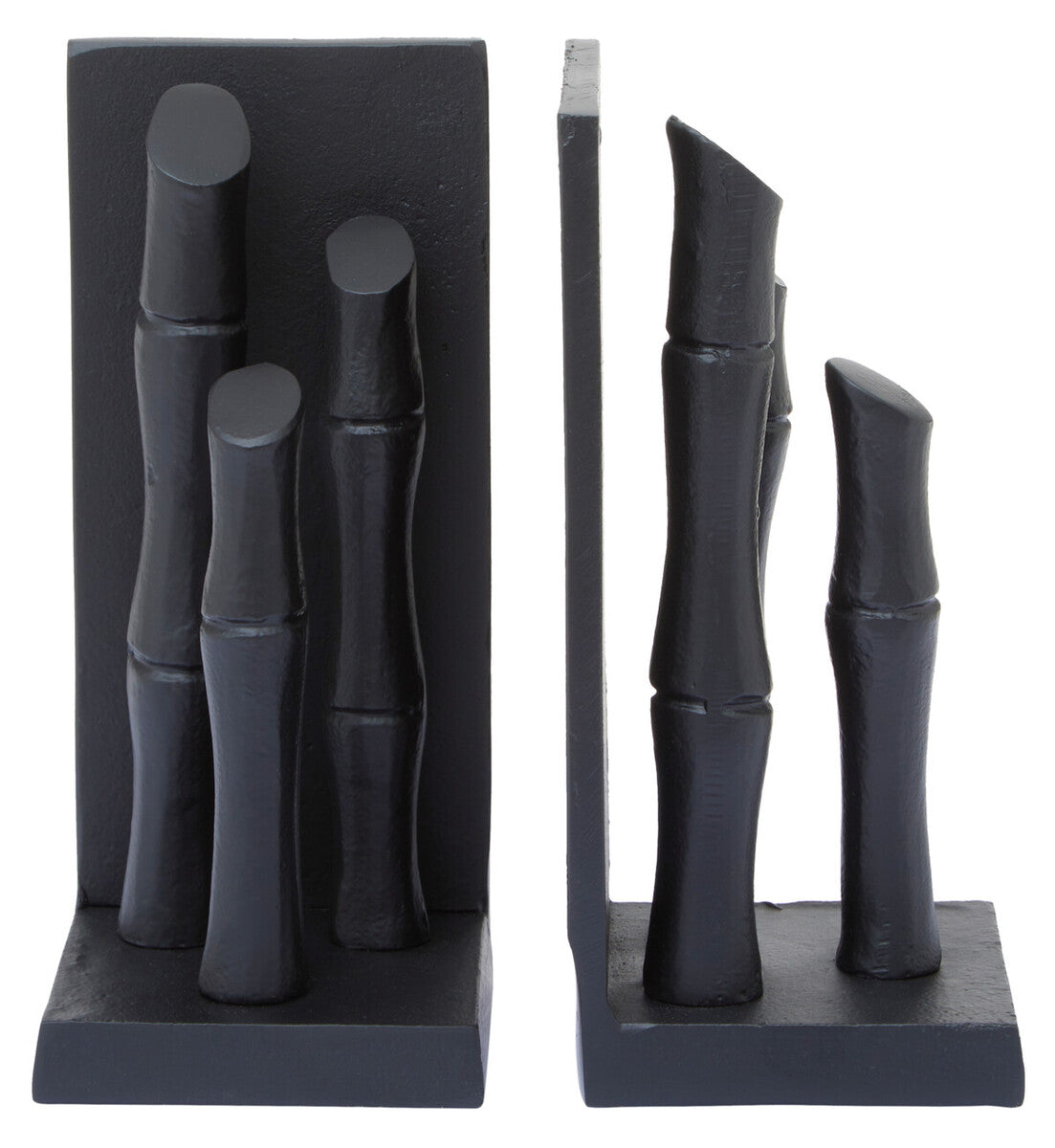 Orsina Hiba Black Bamboo Effect Bookends | Set of 2 Weighted Stands