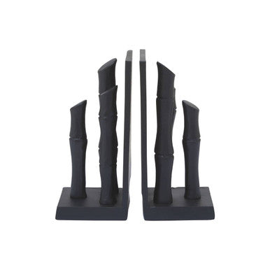 Orsina Hiba Black Bamboo Effect Bookends | Set of 2 Weighted Stands