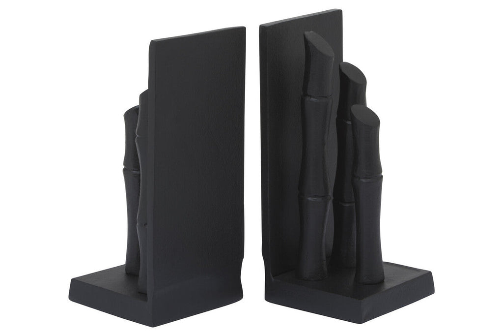 Orsina Hiba Black Bamboo Effect Bookends | Set of 2 Weighted Stands