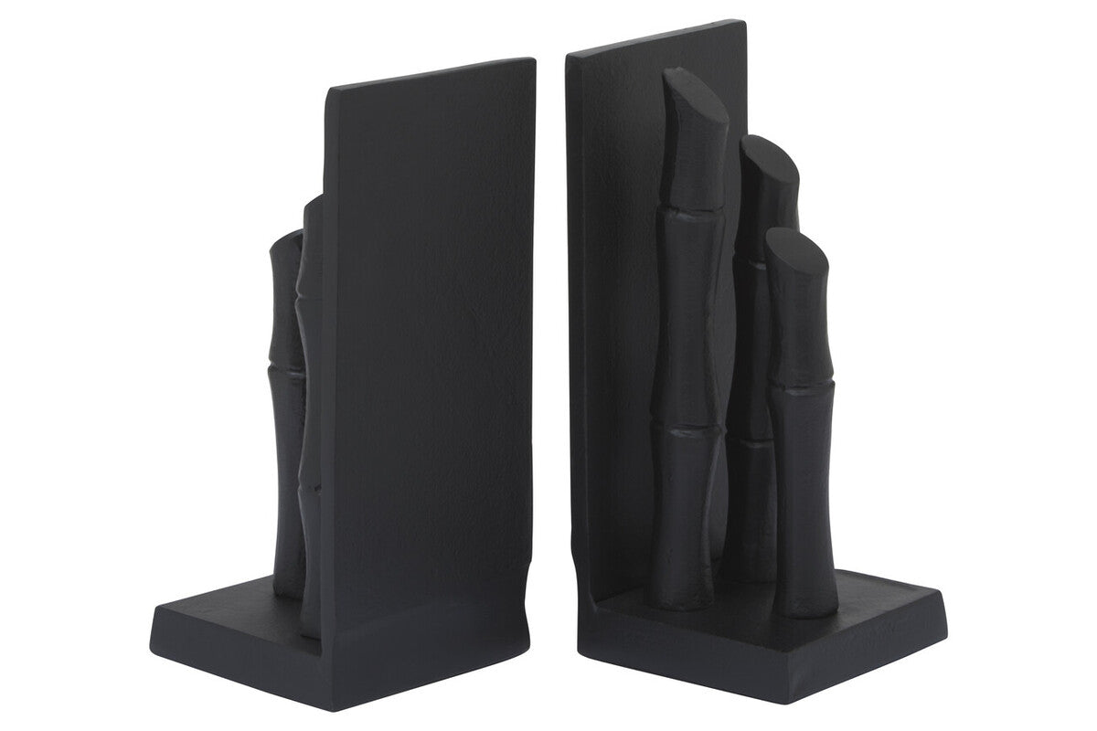 Orsina Hiba Black Bamboo Effect Bookends | Set of 2 Weighted Stands