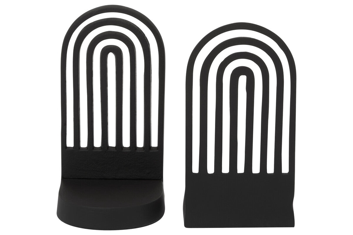 Orsina Rubi Arched Bookends | Set of 2 Sculptural Black Finish Decor
