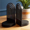 Orsina Rubi Arched Bookends | Set of 2 Sculptural Black Finish Decor