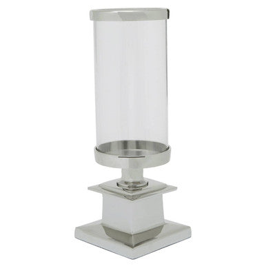 Orsina Ryley Silver Candle Holder – Glass Pillar Candle Centerpiece