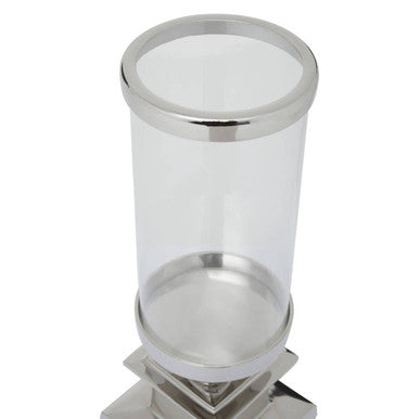 Orsina Ryley Silver Candle Holder – Glass Pillar Candle Centerpiece