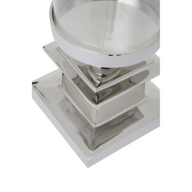Orsina Ryley Silver Candle Holder – Glass Pillar Candle Centerpiece
