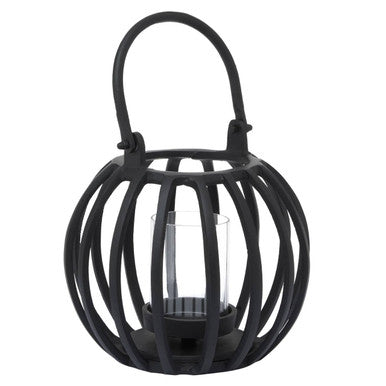Orsina Aura Small Matte Black Metal Lantern – Modern Minimalist Decor