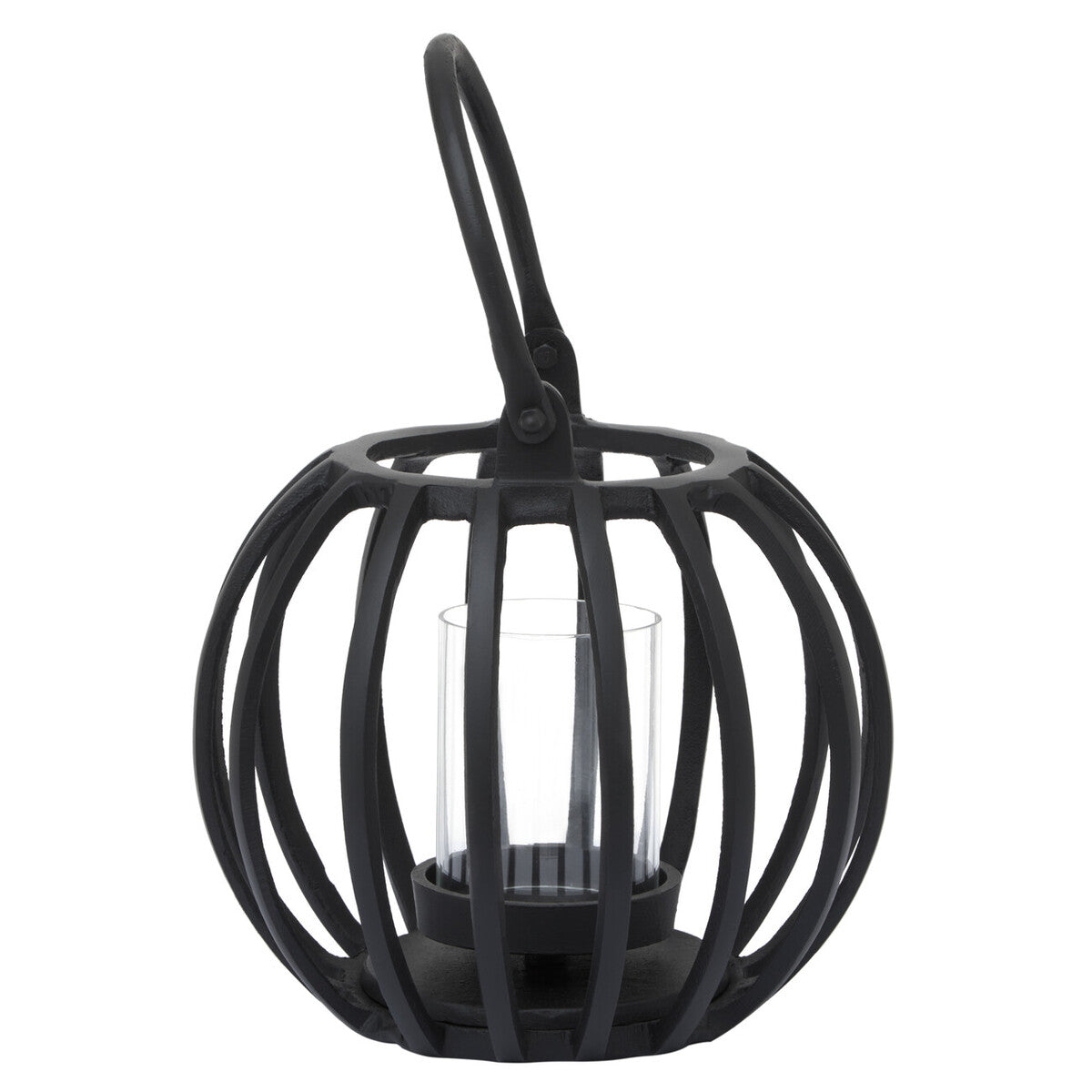 Orsina Aura Small Matte Black Metal Lantern – Modern Minimalist Decor