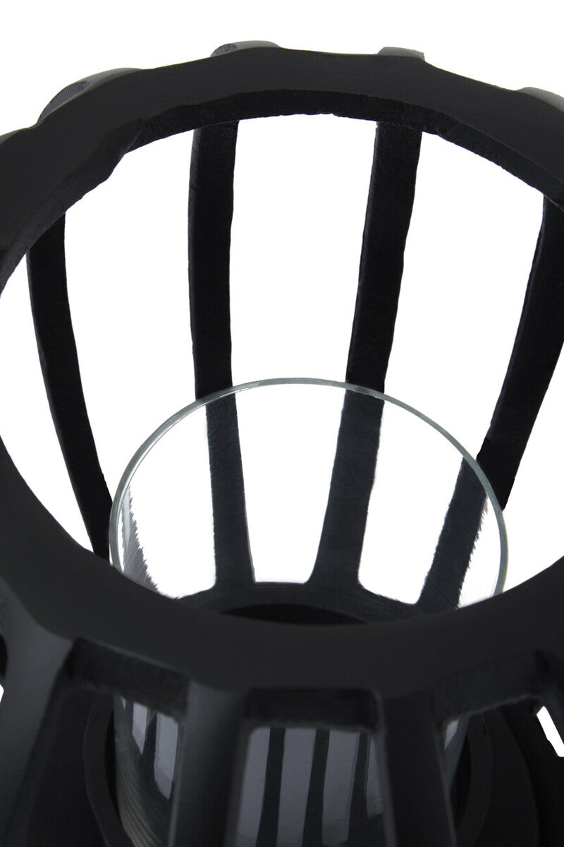 Orsina Aura Small Matte Black Metal Lantern – Modern Minimalist Decor