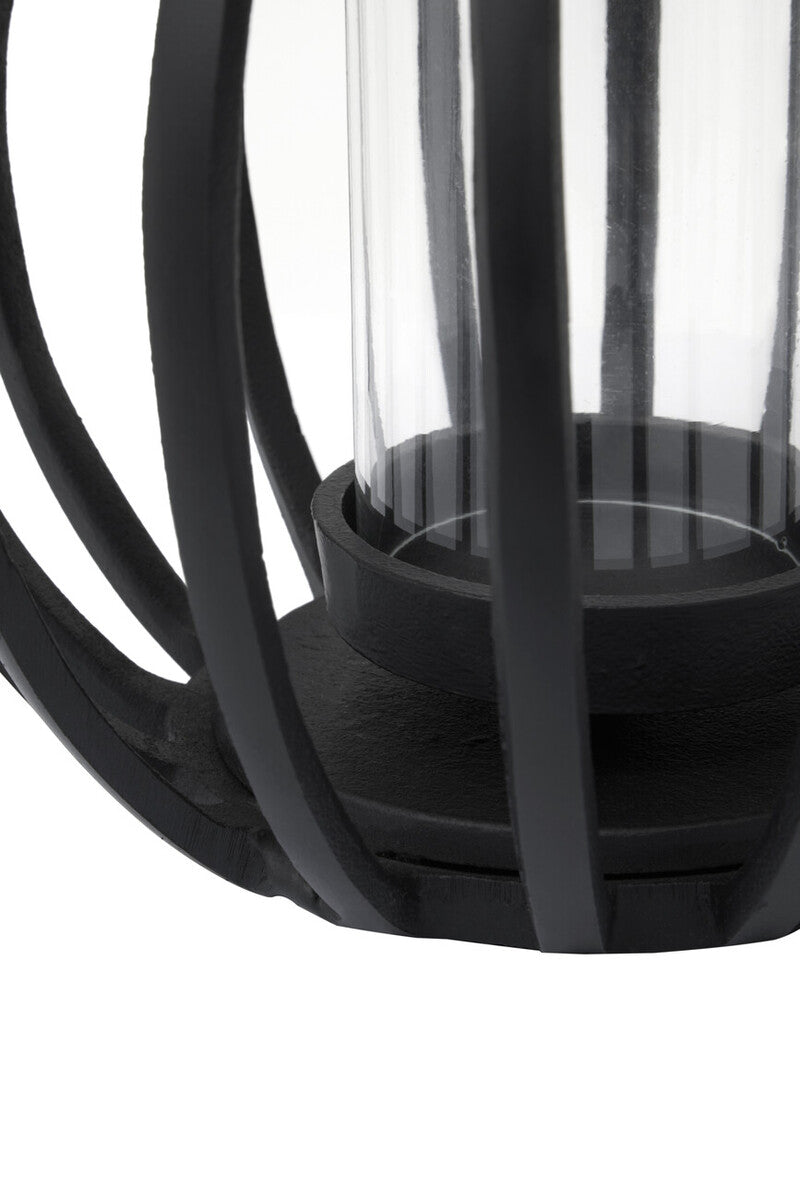 Orsina Aura Small Matte Black Metal Lantern – Modern Minimalist Decor