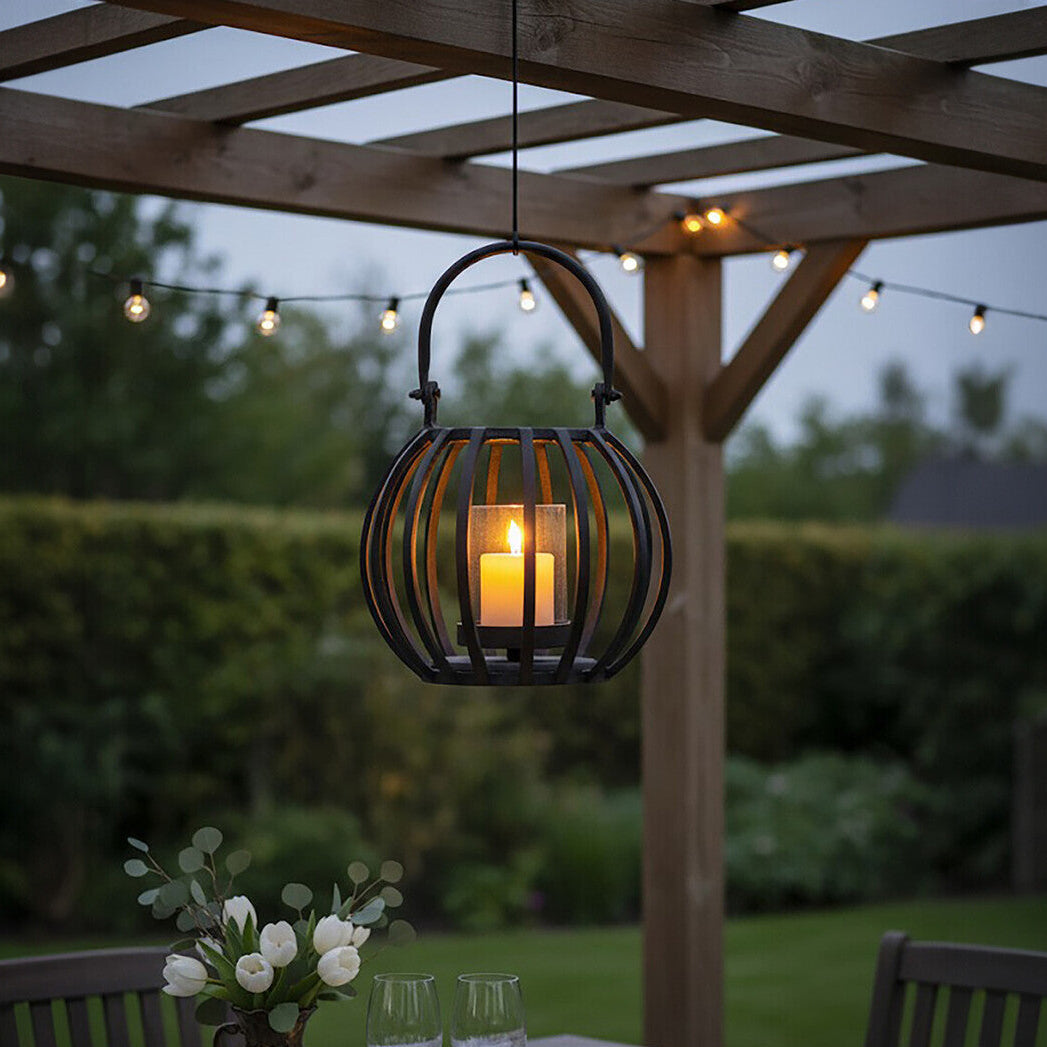 Orsina Aura Small Matte Black Metal Lantern – Modern Minimalist Decor