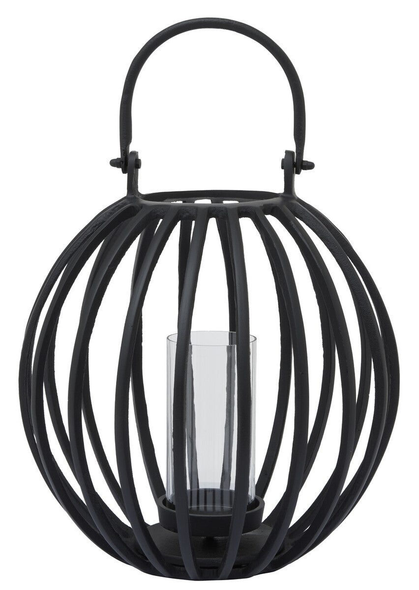 Orsina Aura Large Matte Black Lantern – Hand-Cast Floor Candle Holder